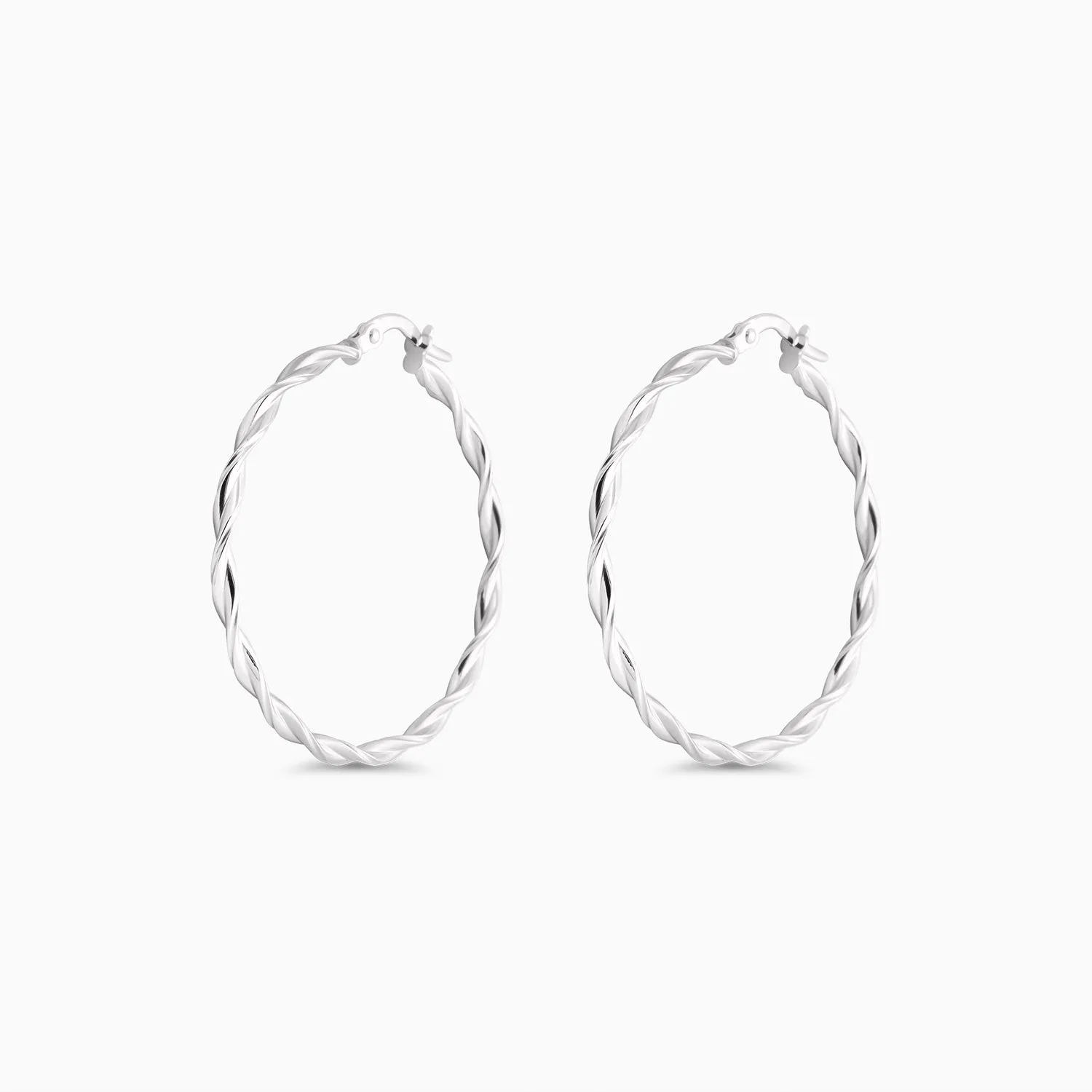 White Gold Dainty Twist Hoops