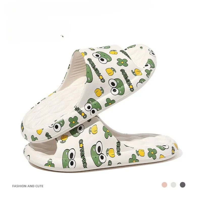 Women's Cute Cartoon Print Cloud Slides Super Soft Sole Open Toe EVA Indoor & Outdoor Beach Slides