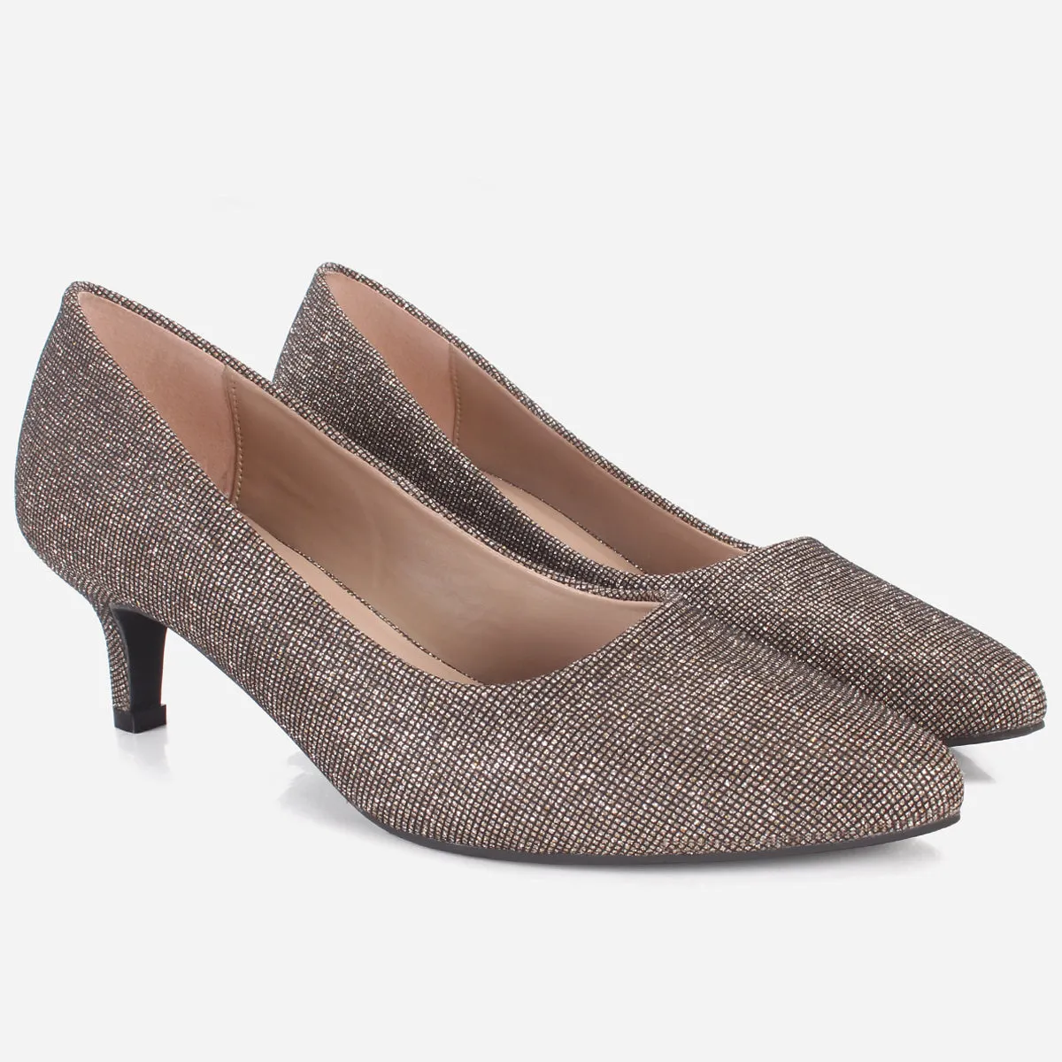 Womens "HARUKO" Almond Toe Glitter Court Shoes