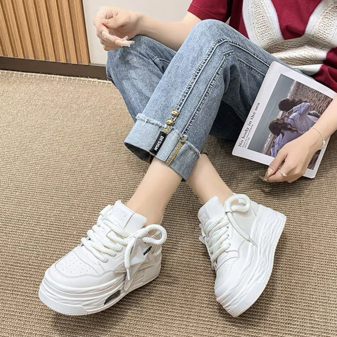 xakxx Thick Bottom Milk Fufu XINGX White Shoes for Women  Autumn New Niche Original Design Japanese Style Canvas Shoes Board Shoes