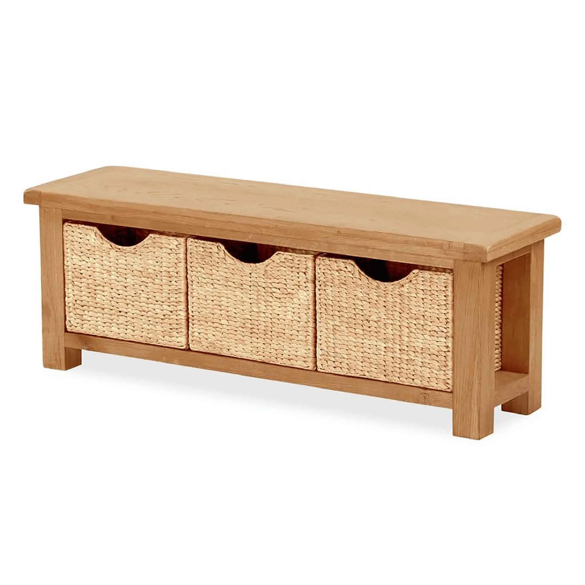 Zelah Oak Bench with Baskets